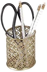 BLU MONACO Gold Pen Holder for Desk - Gold Pen & Pencil Cup - Brush