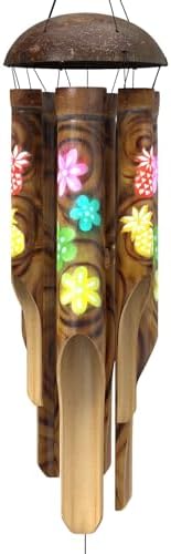 Nalulu Piney Bamboo Wind Chimes - Outdoor Wood Wooden Windchimes