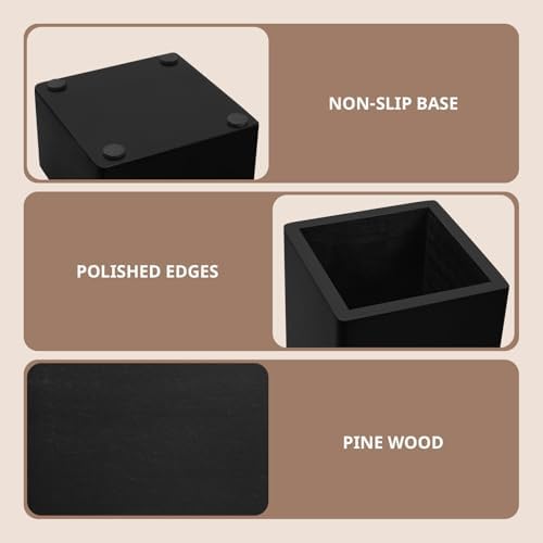 Black Desk Organizer Set of 3 - Wood Office Desk Accessories - Desk