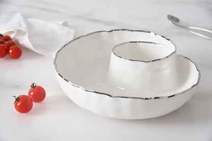 Portofino Plata, Round Chip & Dip, 9.5” D x 2.75"