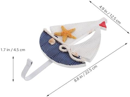 Mediterranean Wooden Sailboat Clothes Hook Wall Mounted Nautical Decor
