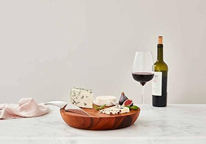 nambe Harmony Cheese Board with Knife | Made of Acacia Wood and
