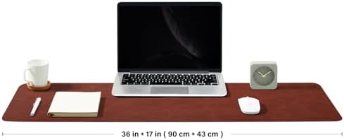 Distressed Leather Desk Mat - Non-Slip PU Desk Pad for Office and Home