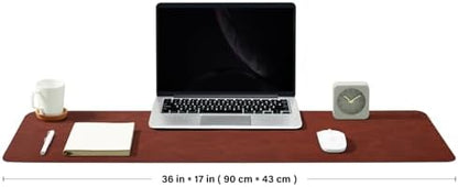 Distressed Leather Desk Mat - Non-Slip PU Desk Pad for Office and Home