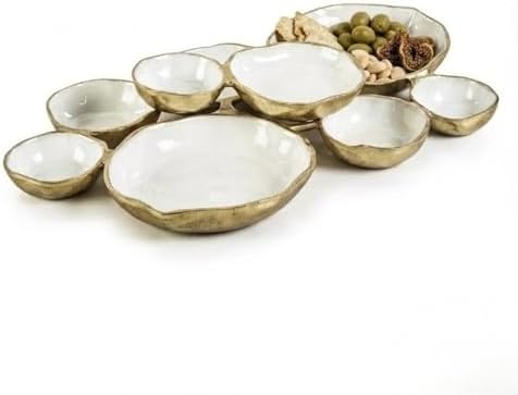 Cluster of 9 Round Serving Bowls Enamel Clusters Decorative Elegant
