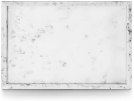 Yew & Tulip Natural Marble Vanity Tray, Nature White Marble with Spots