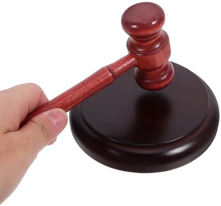 Wooden Judge Gavel with Sound Block and Base, Retro Office Desk