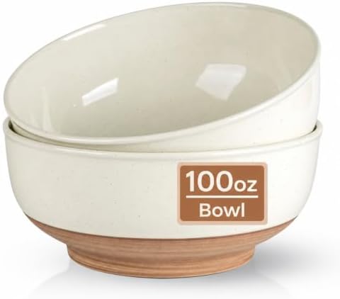 AmorArc 9.8’’ Ceramic Serving Bowls, 3.1 Qt Extra Large Salad Bowls