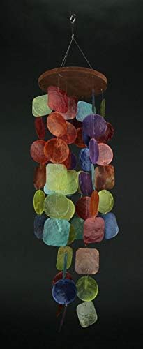 Set of 2 Coastal Blue and Multicolor Capiz Shell Wind Chimes
