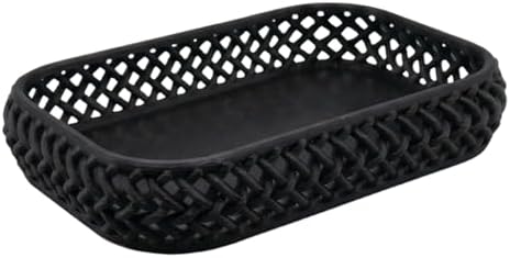 Multifunctional Decorative Storage Tray, Rattan Textured Organizer