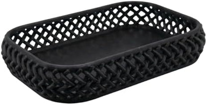 Multifunctional Decorative Storage Tray, Rattan Textured Organizer