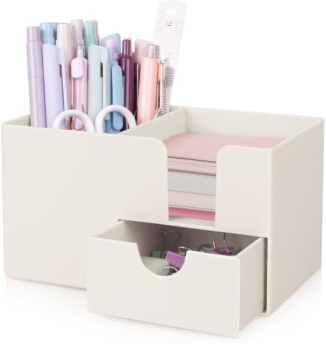 SKYDUE Small Desk Organizer with Sticky Notes Holder,Pen Holder for