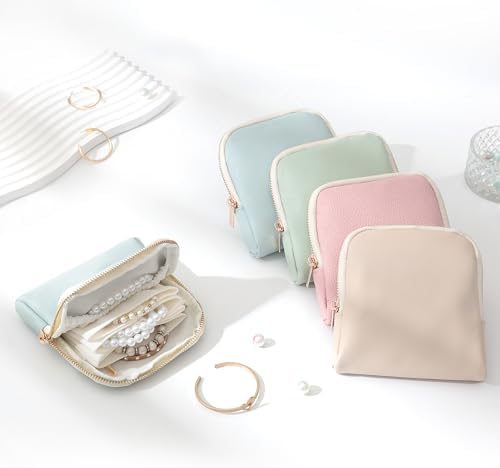 Genuine Leather Travel Jewelry Organizer Case Pouch Bags with Zipper