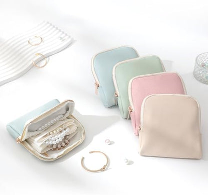 Genuine Leather Travel Jewelry Organizer Case Pouch Bags with Zipper