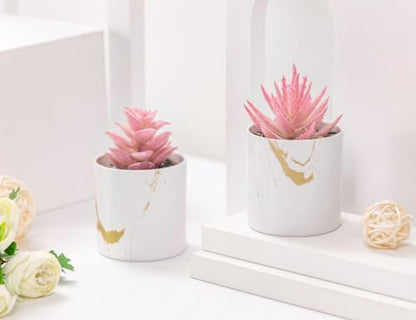 Der Rose 2 Pack Fake Plants Pink Room Decor for Office Desk
