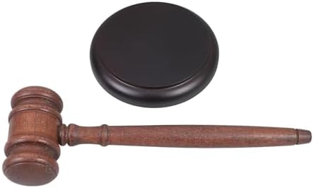 Vintage Wooden Judge Gavel with Base, Handcrafted Auction Hammer Kit