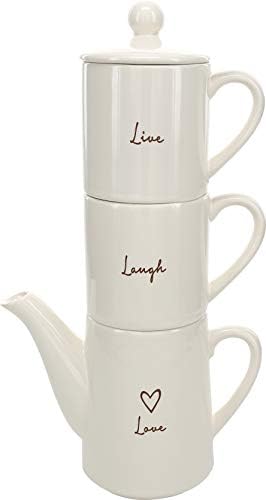 Pavilion Gift Company - Stackable Tea For Two Set - Love 15 oz Teapot