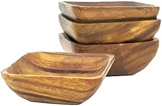 Woodard & Charles Acacia Wood 4" Individual Square Serving Bowl for