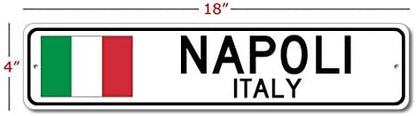 Napoli, Italy - Italian Flag Sign - Metal Novelty Sign for Home