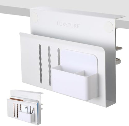 LUKETURE Desk Side Storage, Laptop Holder No Drill Clamp On Organizer