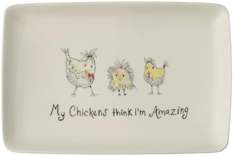 Creative Co-Op My Chickens Think I'm Amazing Rectangle White Stoneware