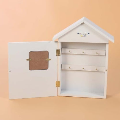 White Pine Key Box Wall Hanging Shelf with Bronze Hook Xmas
