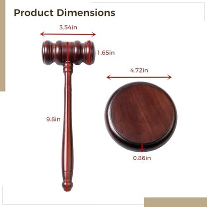 Beechwood Gavel and Block Set, 9.8 inch Wooden Judge Gavel with Sound