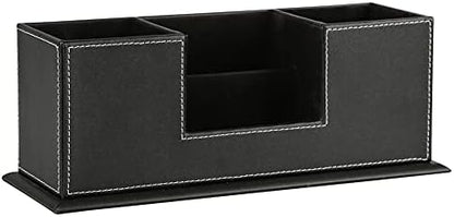 KINGFOMTM Double Holder Leather Multi-Function Desk Stationery