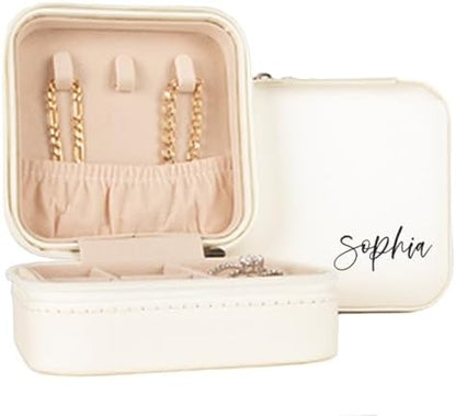 Andaz Press Personalized Jewelry Box For Women, 4"X4" Small Portable