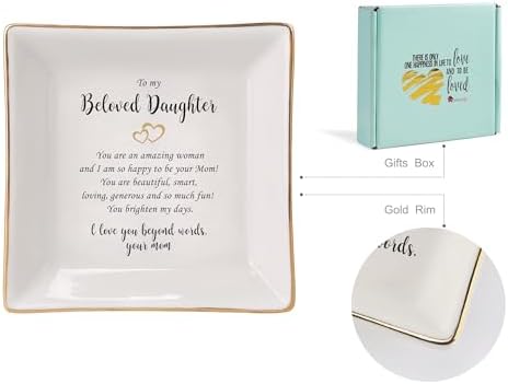 HOME SMILE Gifts for Daughter From Mom Ring Dish Jewelry Tray,Birthday