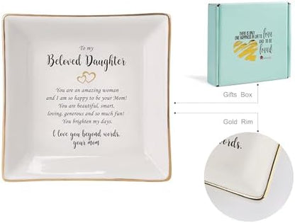 HOME SMILE Gifts for Daughter From Mom Ring Dish Jewelry Tray,Birthday