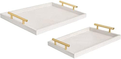 Set of 2 Modern Elegant Large Wood Serving Tray, Rectangle Decorative
