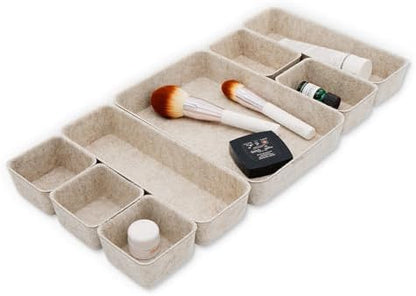 Welaxy 8pc Nordic Felt Desk Drawer Organizer Tray Beige Oatmeal