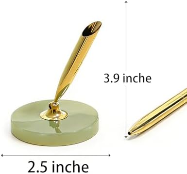 Executive Pen Holder - Natural Onyx Stone Dual Pen Stand for Reception