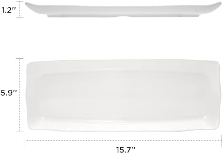 TP 16" Melamine Serving Platters Set of 3, White Rectangular Trays