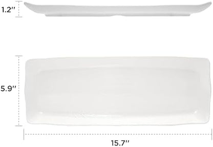 TP 16" Melamine Serving Platters Set of 3, White Rectangular Trays