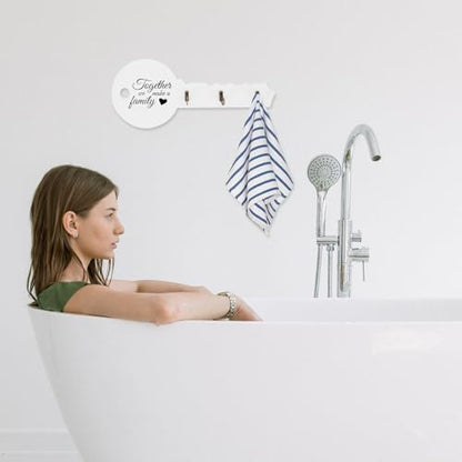 White Wooden Key Shaped Wall Hook, Wall-mounted Hanger for Bags Towels