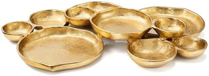 Cluster of 10 Round Serving Bowls Gold Clusters Decorative Elegant