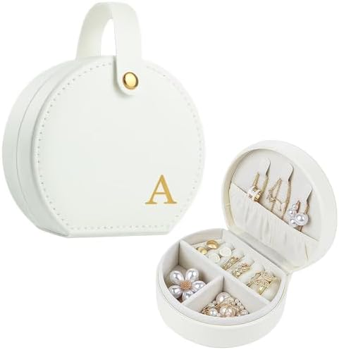 Travel Jewelry Case, Elegant Half-Moon Design with Golden Accents