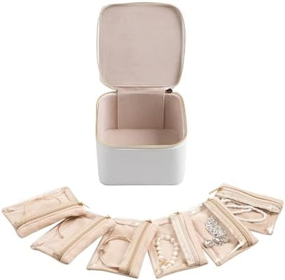 Frebeauty Travel Jewelry Case for Women,Small Jewelry Box with 6