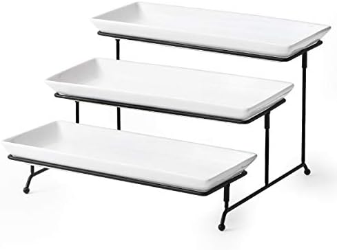 YHOSSEUN 3 Tier Serving Stand Tiered Tray Stand with 3 Porcelain