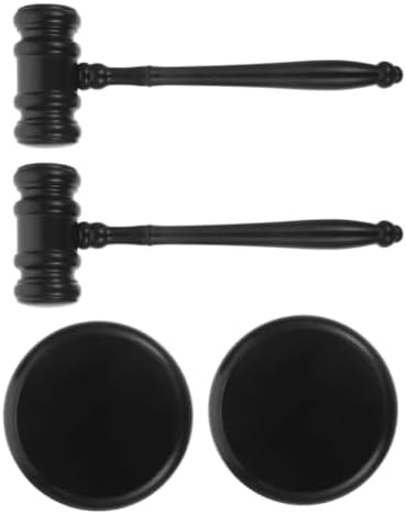 Black Wooden Judge Gavel Set with Base for Courtrooms