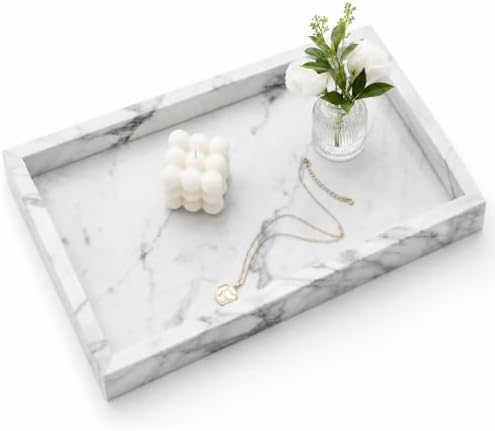 Real Natural Marble & Travertine Vanity Tray, Marble Serving Tray