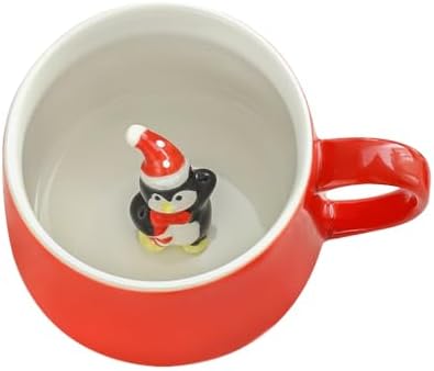 NDLBS Christmas 3D Coffee Mug with Penguin Cute Animal Inside Cup