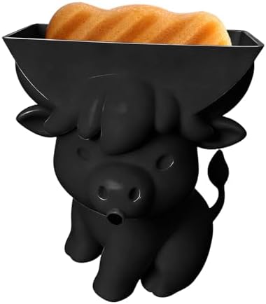 Sponge Holder for Sink Funny Cow Decor with Drainage