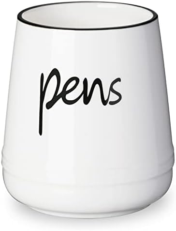 LEETOYI Ceramic Farmhouse Pen Holder for Desk, Pencil Organizer 16oz