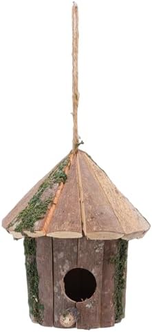 Cedar Birdhouse with Rope Hanging for Garden Decor