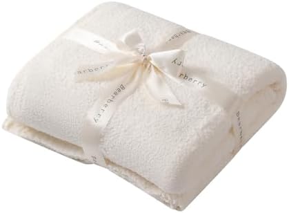 bearberry Knit Throw Blanket 50x60 Cream Super Soft Plush for Couch