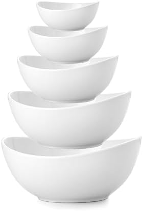 Porcelain Serving Bowls set for Entertaining, 3-11-20-32-50 Ounce