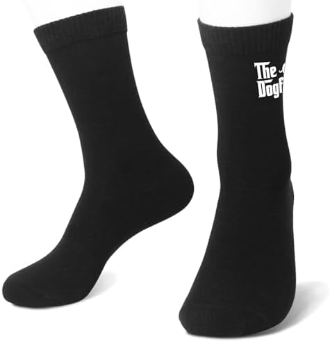 The Dogfather Socks, Dog Dad Gifts, Black Crew Socks for Men, Birthday